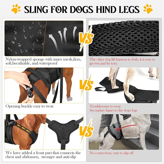 Dog Lift Harness, Dog Sling for Large Medium Dogs' Hind Leg Support Pee-Able. Ideal for Seniors, Disabled, Injured & Arthritic Dogs in ACL Recovery, Secure Harness for Assisted Mobility (Medium)