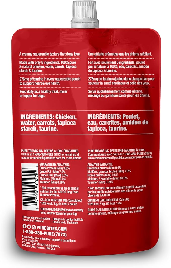 PureBites Plus Squeezables Dog Treat • Topper 71g | Heart & Eyes | 5 Ingredients | Case of 15