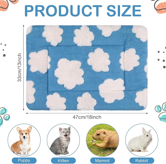 Haull 4 Pcs Waterproof Guinea Pig Bedding Guinea Pig Bed Plush Cage Liners Soft Rabbit Dog Crate Pad Cat Mat Reversible Cozy Animal Pee Pad Hamster Bunny Mat Accessory(White Cloud,13 x 18.5 Inch)
