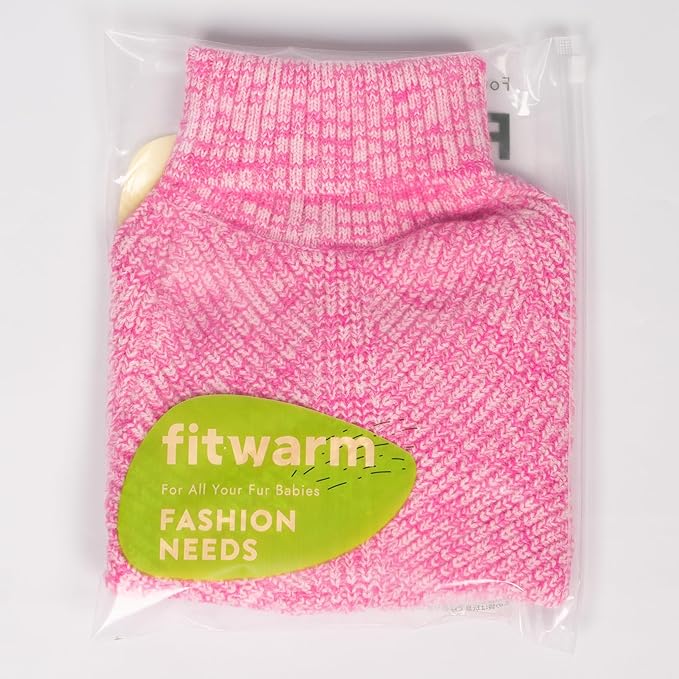 Fitwarm Knitted Turtleneck Dog Sweater, Cozy Dog Winter Clothes for Small Dogs Girl, Holiday Pet Outfit, Heather Pink, Small