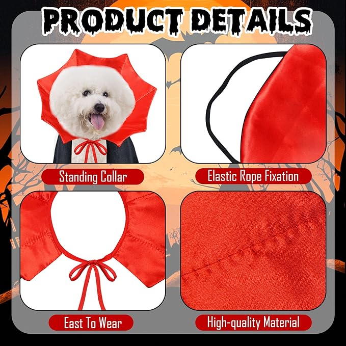 Dog Halloween Costume Dog Vampire Costume Funny Pet Vampire Devil Cape Cloak Halloween Costumes for Small Medium Large X-Large Dogs Pets (Medium)