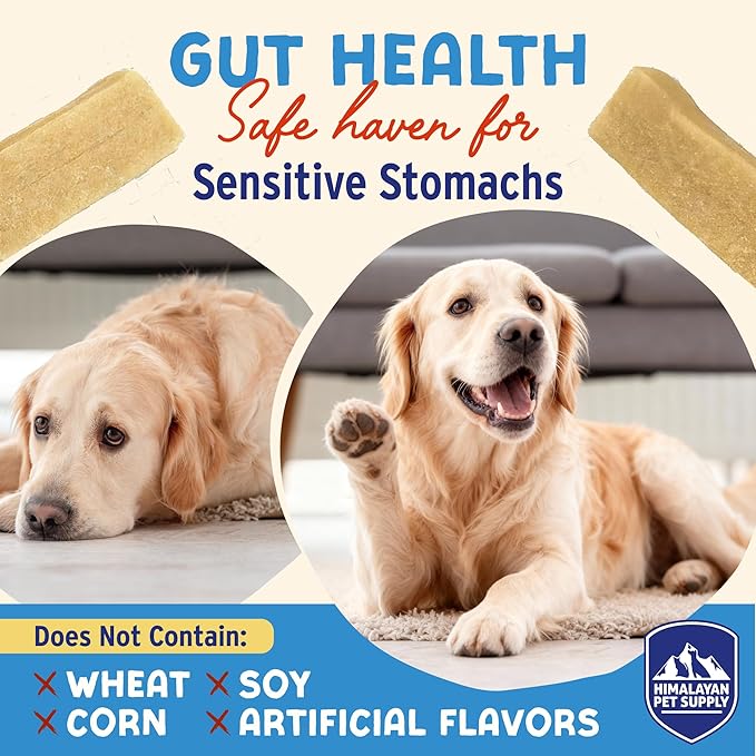 Himalayan Dog Chew Yogurt Sticks, Peanut Butter, Dog Treats with Prebiotics, Probiotics & Protein, Digestive Support, Lactose & Gluten Free, Natural Dog Treat for All Breeds, Made in America, 4pk