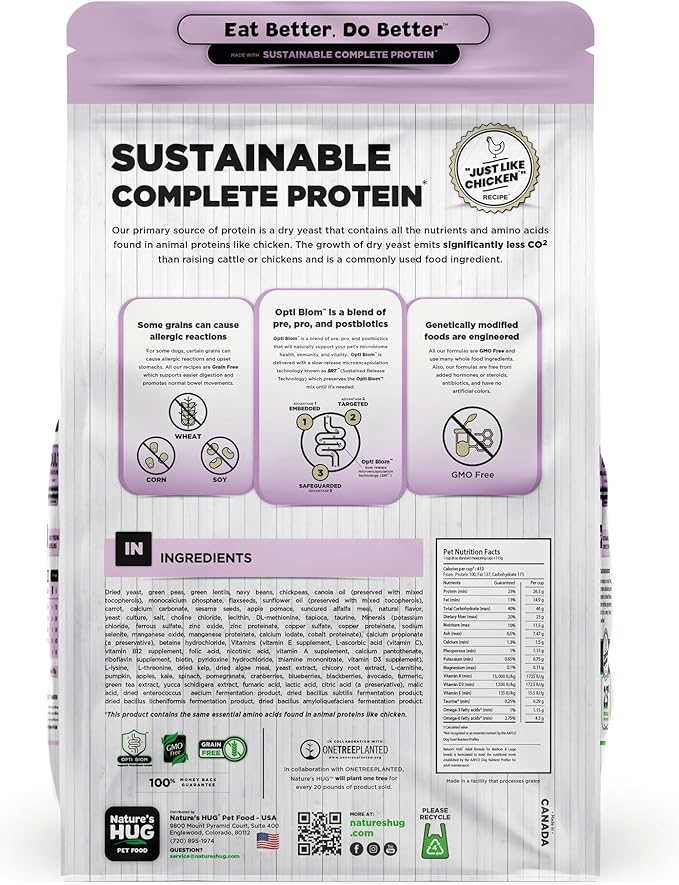 Nature's HUG Hypoallergenic Dry Dog Food for Adult Medium & Large Breeds – Complete & Balanced Nutrition, Sensitive Stomach Support, High-Protein, Grain Free – 20lb
