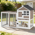 GUTINNEEN Rabbit Hutch Outdoor Rabbit Cage Indoor 51.6" L Waterproof Bunny Cage with Chew-Proof Ramp and Lockable Doors for Indoor Outdoor Use Brown