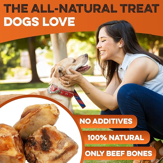 BRUTUS & BARNABY Kneecap Bones for Dogs – 100% USA-Sourced Beef – Long-Lasting Natural Chews for Aggressive Chewers – High Protein, Dental Health Support, (5-pk) – Made in The USA