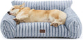 Bedsure ComfyFleece Cute Dog Couch for Medium Dogs- Fluffy Pet Sofa, Dog Couch Bed with Removable, Washable Cover, Supportive Pet Bed for Medium Large Dogs, 36inch, Vintage Indigo