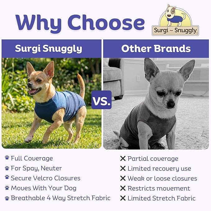 Surgi Snuggly Dog Surgery Recovery Suit - Dog Onesie for Post Surgery Recovery, Female Spay & Male Neuter, Surgical Suit for Dogs, E-Collar Cone Alternative, Double Blue - Extra Small - 10"-11.5" (EC)