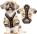 Small Dog Sweaters Cute Bear Dog Cardigans Clothes for Small Medium Dogs Boy Girl Puppy Cat Knitting Cardigan Outfits Dogs Autumn Coats Warm Pet Doggy Clothes Soft Knitwear Apparel (Beige,M)