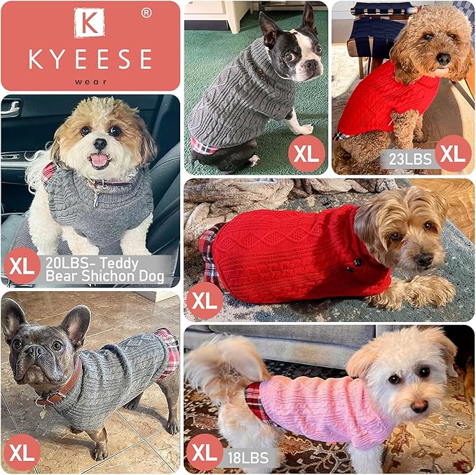 KYEESE Dog Sweater Thick Pet Coat for Fall Winter Cold Weather Warm Turtleneck Medium Dogs Sweater Soft Pullover Dog Sweaters for Medium Dogs Girl