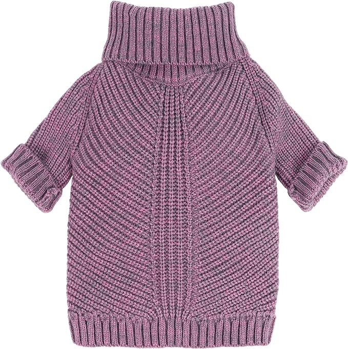 Fitwarm Thermal Knitted Dog Sweater Doggy Winter Coat Pet Clothes Doggie Turtleneck Jacket Puppy Outfits Cat Sweatsuit Lavender Purple Large