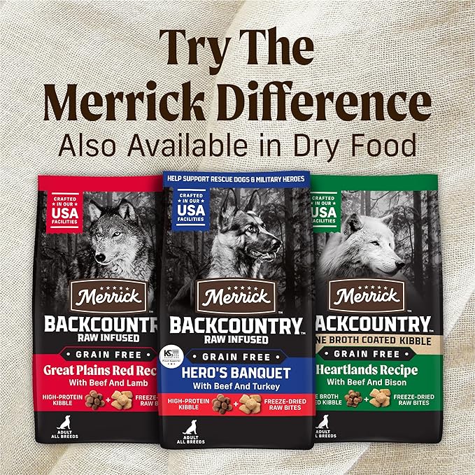 Merrick Backcountry Grain Free Premium Canned Dog Food, Soft And Healthy Wet Recipe, Real Chicken Dinner - (Pack of 12) 12.7 oz. Cans