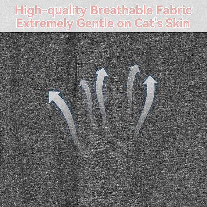 2 PCS Cat Recovery Suit for Spay Abdominal Wounds Female, Cat Onesie for Cats After Surgery, Pet Surgery Recovery Suit Kitten Onesie for Cats Anti Licking (Grey (2PCS), Small)