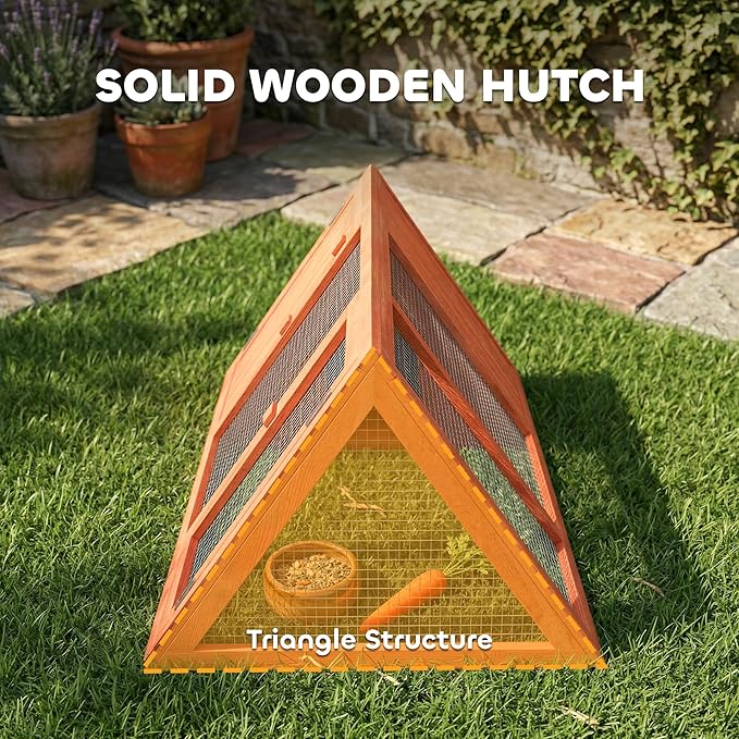 PawHut Rabbit Hutch Outdoor, Wooden Chicken Coop with Run, Outdoor Small Animal Cage for Rabbit, Small Duck and Chicken, for Garden, Backyard, Farms, 45" x 20.5" x 18", Orange