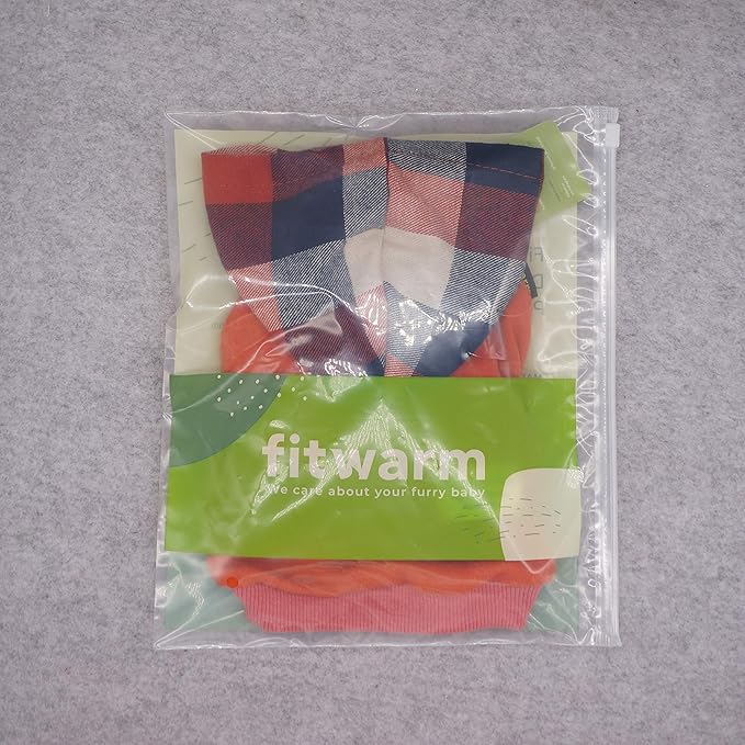 Fitwarm Dog Plaid Shirts Doggie Clothes Puppy Hoodies Cat Hooded T Shirts Pet Outfits Cotton Orange XS