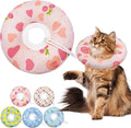 Seyezo Cat Cone Soft Collar, Adjustable Cat Recovery Collar for Small Medium Large Cats, Cute Donut E Collar After Surgery, Anti-Lick Wound Healing Elizabethan Collar for Kittens (Pink Heart, Large)