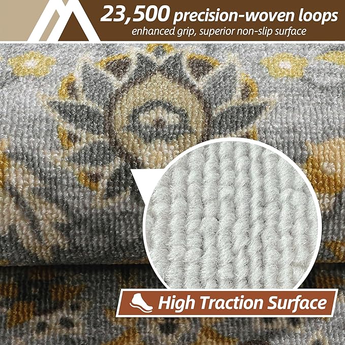 COSY HOMEER-Stair-Treads-for-Wooden-Steps Washable Indoor Stair Treads Non Slip 8" X 30" Soft Stair Carpet Treads Reusable Peel and Stick Stair Runner Rug for Kids, Elders and Pets 15pcs