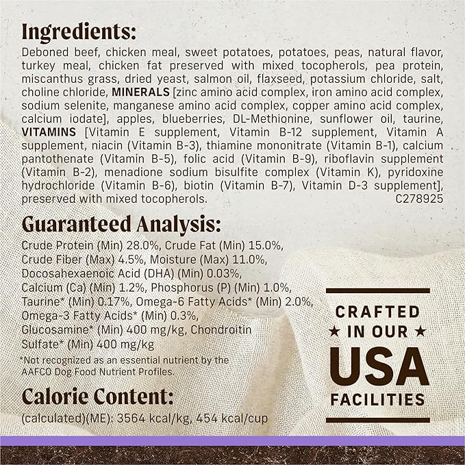 Merrick Premium Grain Free Dry Puppy Food, Wholesome And Natural Kibble With Real Texas Beef And Sweet Potato - 4.0 lb. Bag