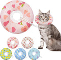 Seyezo Cat Cone Soft Collar - Adjustable Recovery E Collar for Small, Medium, Large Cats - Cute Donut After Surgery, Anti-Lick Wound Healing Elizabethan for Kittens (Pink Heart, Medium)