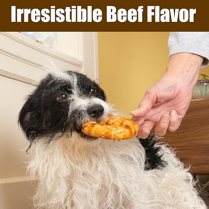 Fieldcrest Farms Nothin’ to Hide Bagel Beef Flavor – Collagen-Based Rawhide Alternative Dog Chews for Small Dogs Up to 25 lbs, Highly Digestible, Promotes Healthy Teeth & Gums, 3-Inch, 2 Pack