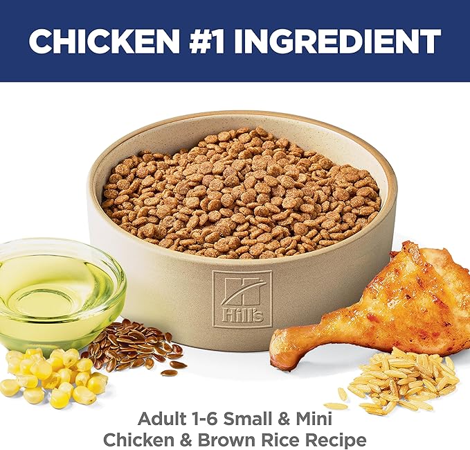 Hill's Science Diet Adult 1-6 Small & Mini Dry Dog Food, Chicken & Brown Rice, 15.5 lb. Bag