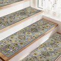 COSY HOMEER-Stair-Treads-for-Wooden-Steps Washable Indoor Carpet Stair Treads Non Slip 8" X 30" Soft Stair Carpet Treads Reusable Peel and Stick Stair Runner Rug for Kids, Elders and Pets 4pcs
