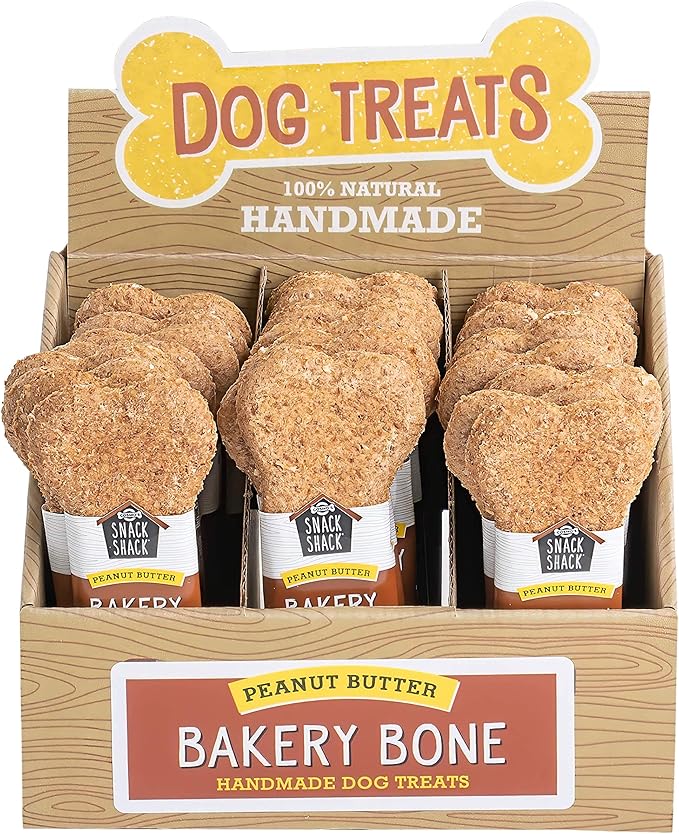 Cosmo's Snack Shack Peanut Butter Bakery Bone - All Natural Dog Treat - Made in USA (24 Count Pack of 1)