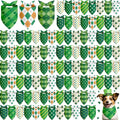 Shyyween 100 Pcs St Patricks Day Bandanas Bulk for Dogs Adjustable Irish Shamrocks Clover Green Plaid Triangle Soft Bibs Puppy Bandana for Small Medium Large Pet Costume(25.6 x 17.7 x 17.7 Inch)
