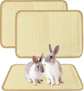 Rabbit Toys & Bunny Mat, Natural Sisal Nesting Pad Scratching Pad for Indoor Cage, 2-in-1 Bedding Mat & Chew Toy for Teething & Play, Helps Nail Health (2PCS, 16x12in)