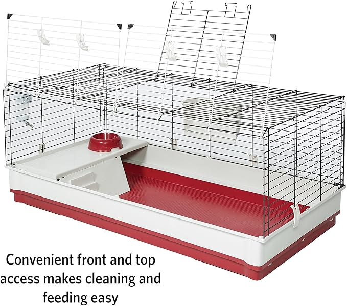 Midwest Homes for Pets Deluxe Rabbit & Guinea Pig Cage, X-Large, White & Red