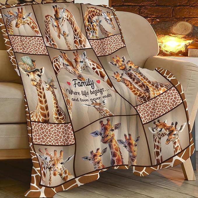 Giraffe Throw Blanket Giraffe Stuff Gifts for Kids Girls Boys Adults Women Men Soft Cozy Warm Plush Fluffy Fuzzy Fleece Blanket Decor 40''X50''