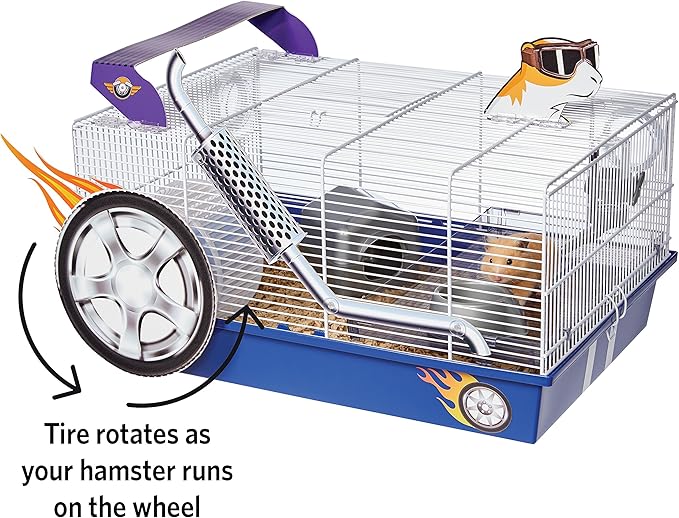 MidWest Homes for Pets Hamster Cage | Exciting Hot Rod Theme | Accessories & Decals Included