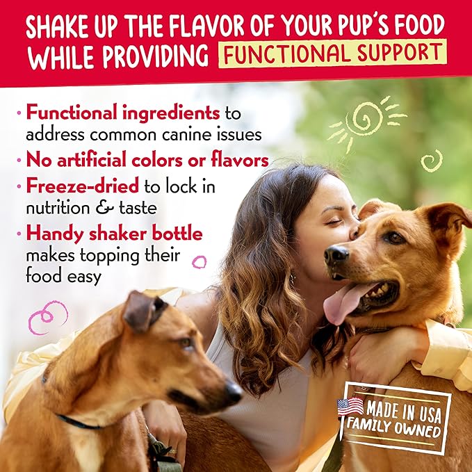 Charlee Bear Necessities Freeze Dried Dog Food Topper, Skin and Coat Support, Grain Free, High Protein, Limited Ingredient Meal Toppers for Dogs, Pork Recipe, 1 Ounce
