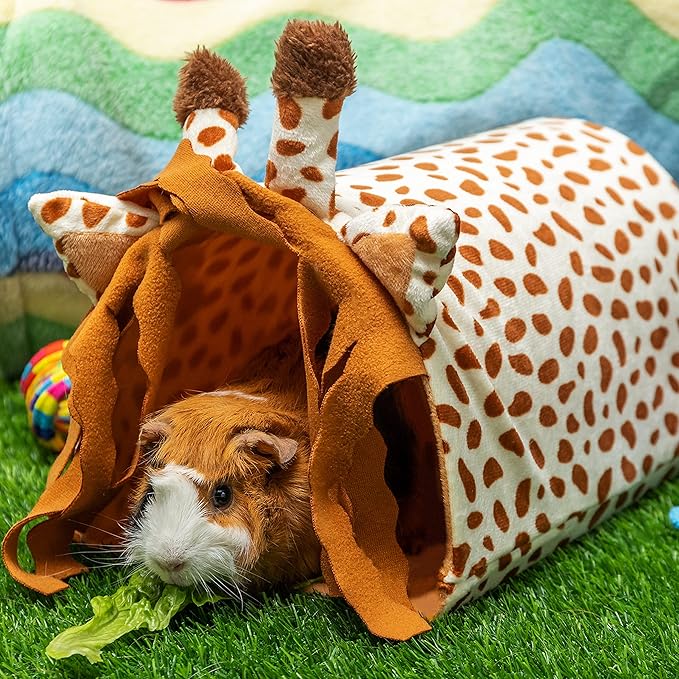 Guinea Pig Hideout - Fleece Tunnel House Cage Accessories for Rat Hamster Hedgehog Chinchilla Small Animal - Playing Sleeping Hunting Resting Washable Tube Bedding Habitats