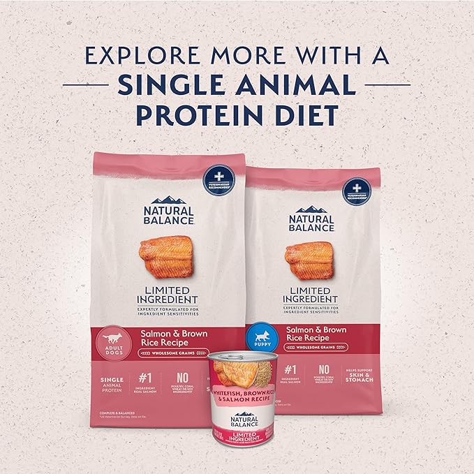 Natural Balance Limited Ingredient Puppy Dry Dog Food with Healthy Grains, Salmon & Brown Rice Recipe, 4 Pound (Pack of 1)