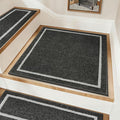 COSY HOMEER Stair Landing Rug 30x30 Inch, Non-Slip Square Landing Mat for Wood Steps Indoor, Washable Polyester with TPE Backing, Black