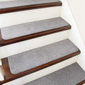 COSY HOMEER Stair Treads Non-Slip 15pcs Carpet Mat 28inX9in Indoor Stair Runners for Wooden Steps, Stair Rugs for Kids and Dogs, 100% Polyester TPE Backing Grey,Protect Floor