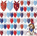 Weewooday 50 Pcs Patriotic Dog Bandanas Bulk Memorial Day Bandanas for Dogs Triangle Scarf Set for 4th of July 1776 Red White and Blue for Small Medium Large Outfit(Star, 25.6 x 17.7 x 17.7 Inch)