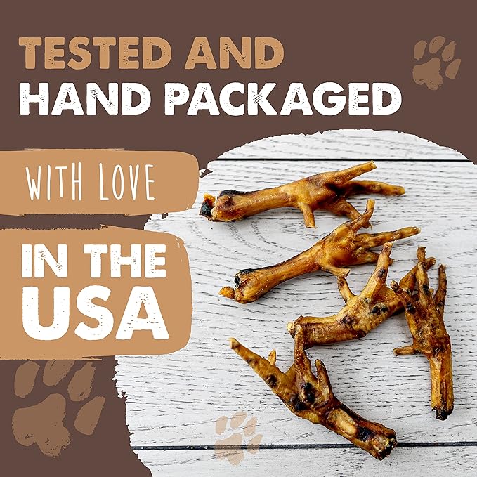 Mighty Paw Naturals Chicken Feet Dog Treats (30 Pack) | All Natural Dehydrated Chicken Feet for Dogs. Dried Treat for Pets. Single Ingredient Chews