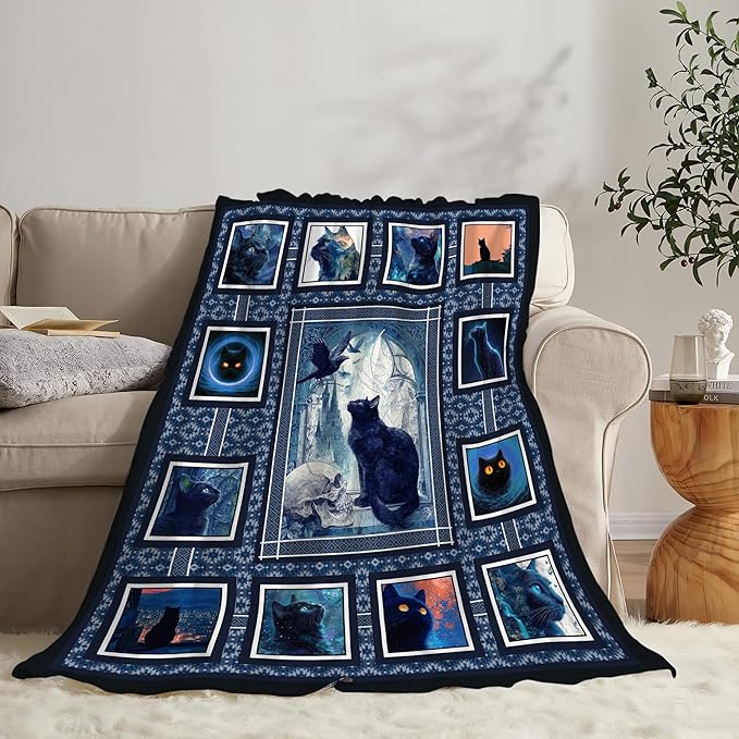 Cat Throw Blanket Cat Stuff Gifts for Kids Girls Boys Adults Women Men Soft Cozy Warm Plush Fluffy Fuzzy Fleece Blanket Decor 50''X60''