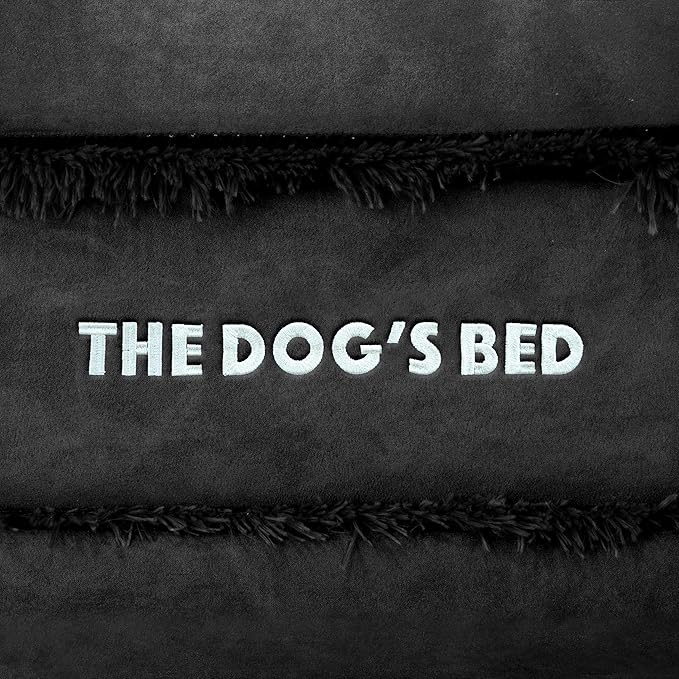 The Dog’s Bed Orthopedic Memory Foam Dog Bed with Headrest, Calming Surface – CertiPUR-Certified Foam, Plush Fabric, Black Plush, Large, 6-Inch
