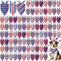 Shyyween 100 Pcs 4th of July Dog Bandanas Bulk for Patriotic American Striped Star Red White and Blue Independence Day Flag Scarf for Small Medium Large Outfit(Striped Star, 25.6 x 17.7 x 17.7 Inch)