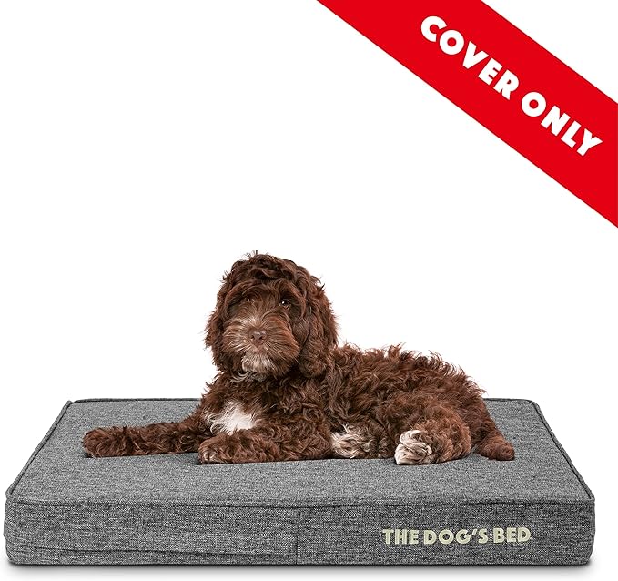 The Dog’s Bed Replacement Outer Cover, Linen Fabric, Grey Linen, Medium, 4-Inch