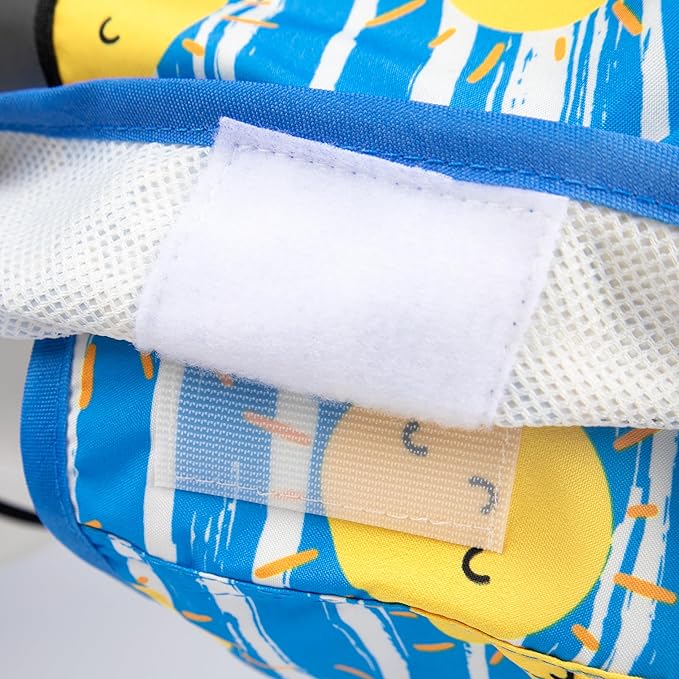 Fitwarm Stirped Sun Dog Raincoat, Waterproof Rain Jacket for Small Dogs Boy Girl, Reflective Puppy Poncho with Harness Hole, Packable, Adjustable, Blue, Yellow, White, XL