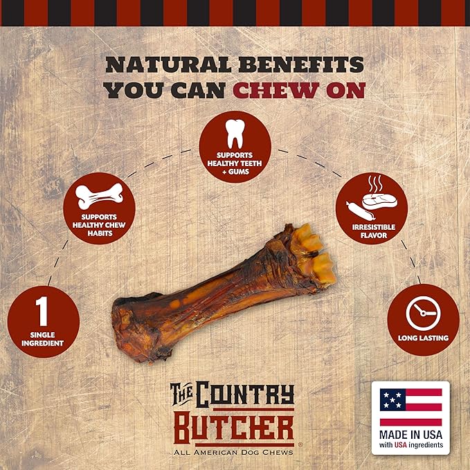 Beef Shank Dog Bones for Aggressive Chewers - Long Lasting Treats for Large and Medium Breed Dogs, Natural Healthy Marrow, Soup Bones, Tough - Made in The USA, 6 Count, 8-10"