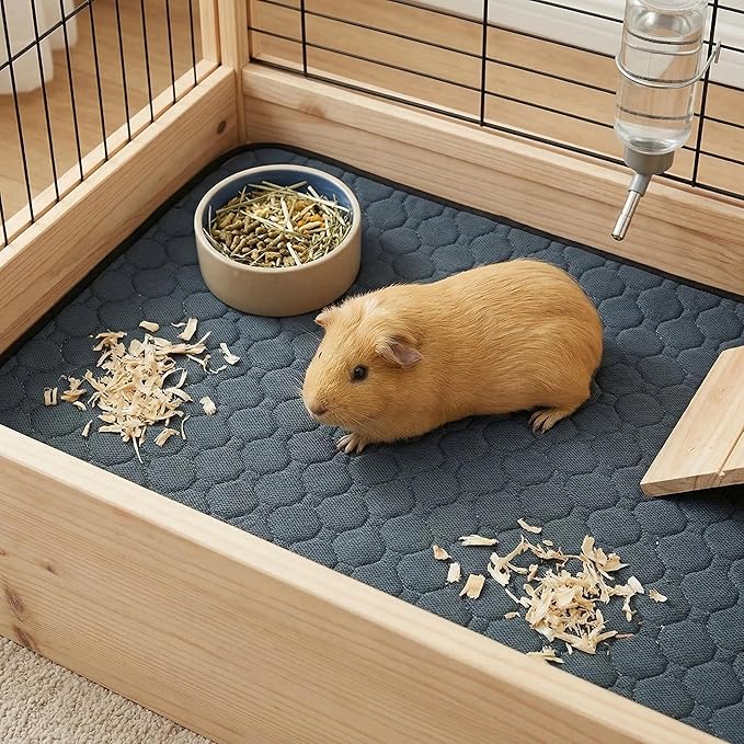 4 Pack Guinea Pig Cage Liners - Washable Guinea Pig Pee Pads, Waterproof Reusable & Anti Slip Guinea Pig Bedding Fast and Super Absorbent Pee Pad for Small Animals Rabbit Hamster Rat
