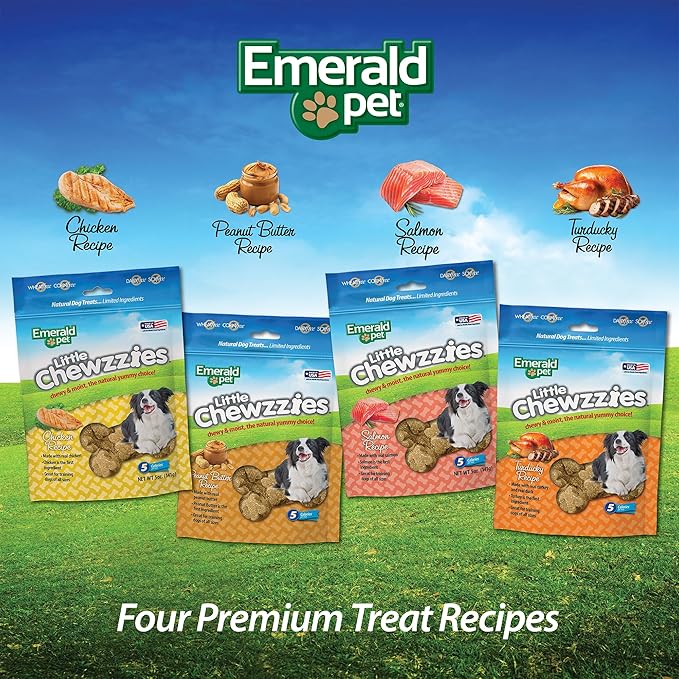 Emerald Pet Little Chewzzies Wheat Free Training Dog Treats — Healthy and Tasty Natural Dog Chews with Real Meat or Peanut Butter — Limited Ingredient Dog Treats Made in The USA — Peanut Butter, 5 oz