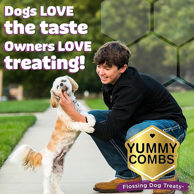 Yummy Combs Dog Dental Treats – Vet VOHC Approved, Removes Tartar & Cleans Teeth – Yummy High Protein Chicken Treat for Small Dogs (Mini Pack, 13 Count)
