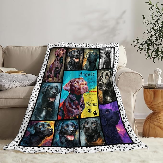 Chocolate Labrador Throw Blanket Black Labrador Puppy Stuff Gifts for Dog Lover Kids Girls Boys Adults Women Men Soft Cozy Warm Plush Fluffy Fuzzy Fleece Blanket 60''X80''