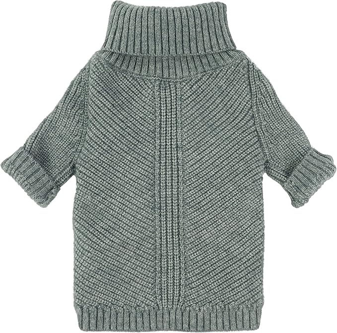 Fitwarm Dog Turtleneck Sweater, Thermal Knitted Pet Coat, Dog Winter Clothes for Small Dogs, Cat Apparel, Heather Grey, Medium