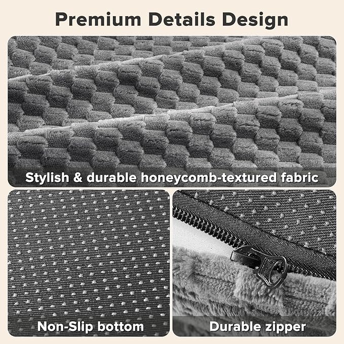 JOEJOY XXL Orthopedic Dog Beds, Extra Large Washable Waterproof Oval Dog Bed with with Removable Cover, Egg-Crate Memory Foam Pet Bed with Bolster Sides & Non-Skid Bottom, Dark Grey, 48''x35''